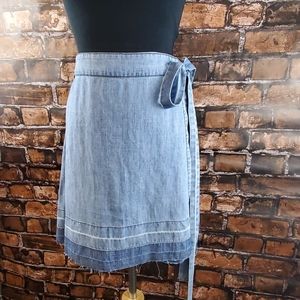 LAST CHANCE! CLOSET CLOSING! Michael Stars soft denim wrap skirt raw edge XS